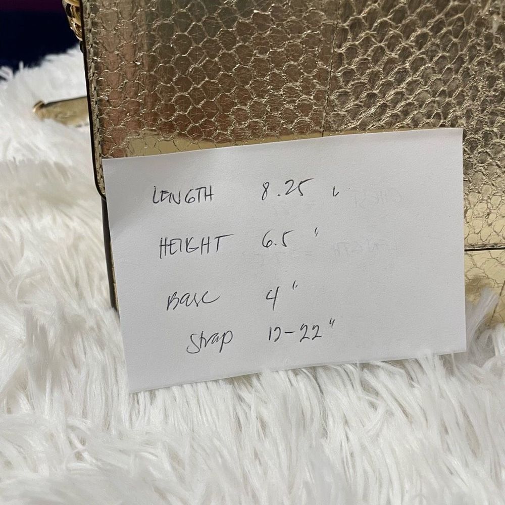 TORY BURCH Gold Leather Python Embossed‎ Shoulder… - image 9